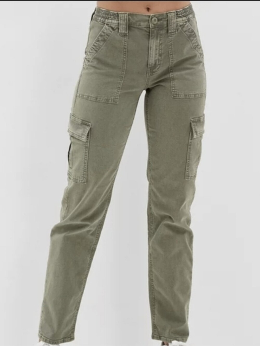 American Eagle Outfitters Olive Green Straight Leg Cargo Jeans Size 0 Regular